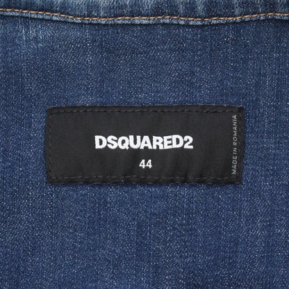 Dan Jean Jacket ダメージ加工 ペイント加工 デニムジャケット コットン ブルー ディースクエアード アウター DSQUARED2