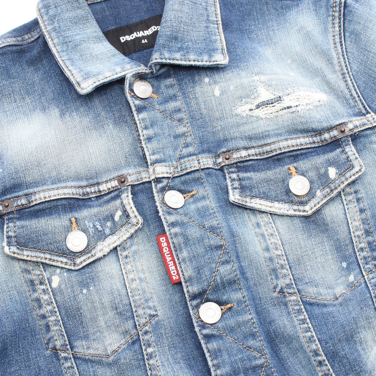 Dan Jean Jacket ダメージ加工 ペイント加工 デニムジャケット コットン ブルー ディースクエアード アウター DSQUARED2