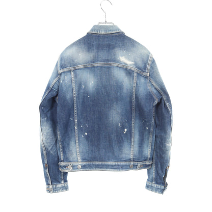 Dan Jean Jacket ダメージ加工 ペイント加工 デニムジャケット コットン ブルー ディースクエアード アウター DSQUARED2