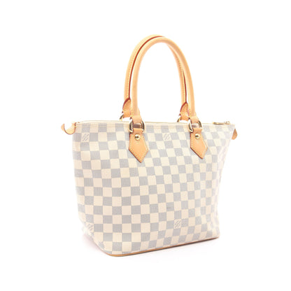 サレヤPM ダミエアズール ハンドバッグ トートバッグ PVC レザー ホワイト ルイヴィトン