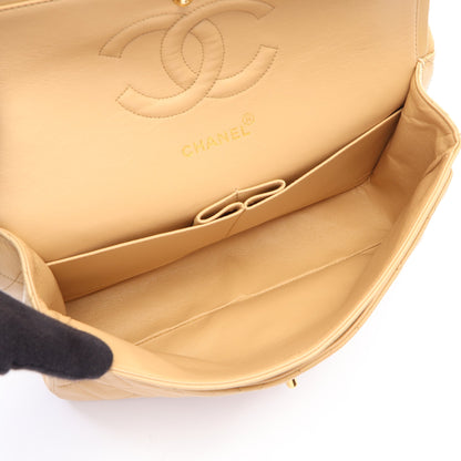 マトラッセ Wフラップ Wチェーンショルダーバッグ ラムスキン ベージュ ゴールド金具 ヴィンテージ シャネル