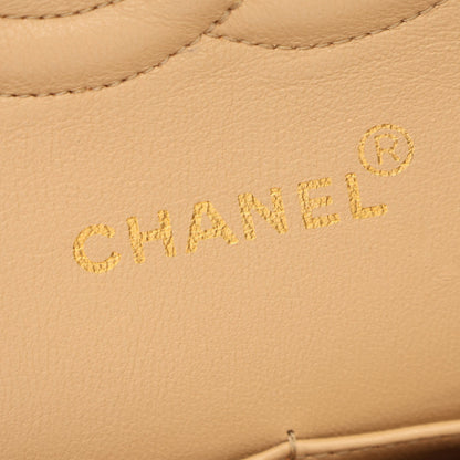 マトラッセ Wフラップ Wチェーンショルダーバッグ ラムスキン ベージュ ゴールド金具 ヴィンテージ シャネル