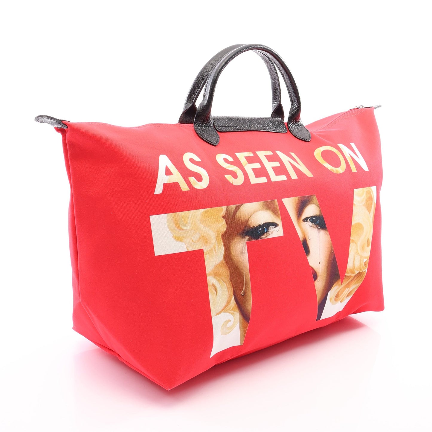 LONGCHAMP × Jeremy Scott ル プリアージュ ハンドバッグ キャンバス レザー レッド ブラック マルチカラー ロンシャン