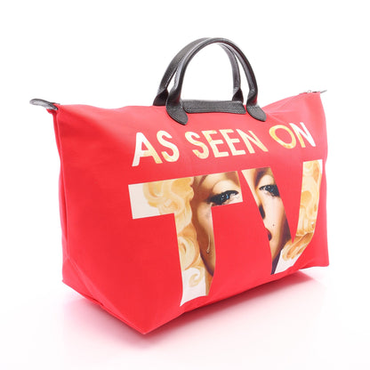LONGCHAMP × Jeremy Scott ル プリアージュ ハンドバッグ キャンバス レザー レッド ブラック マルチカラー ロンシャン