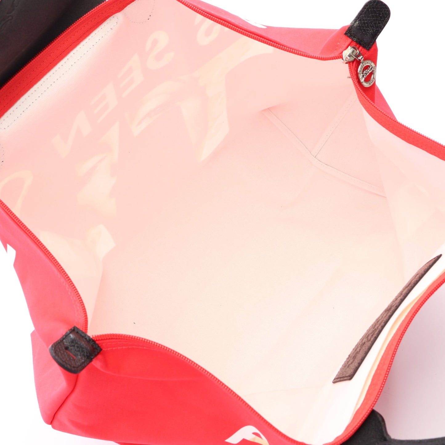 LONGCHAMP × Jeremy Scott ル プリアージュ ハンドバッグ キャンバス レザー レッド ブラック マルチカラー ロンシャン