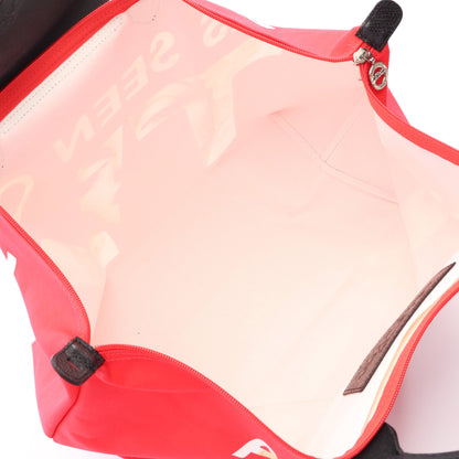 LONGCHAMP × Jeremy Scott ル プリアージュ ハンドバッグ キャンバス レザー レッド ブラック マルチカラー ロンシャン