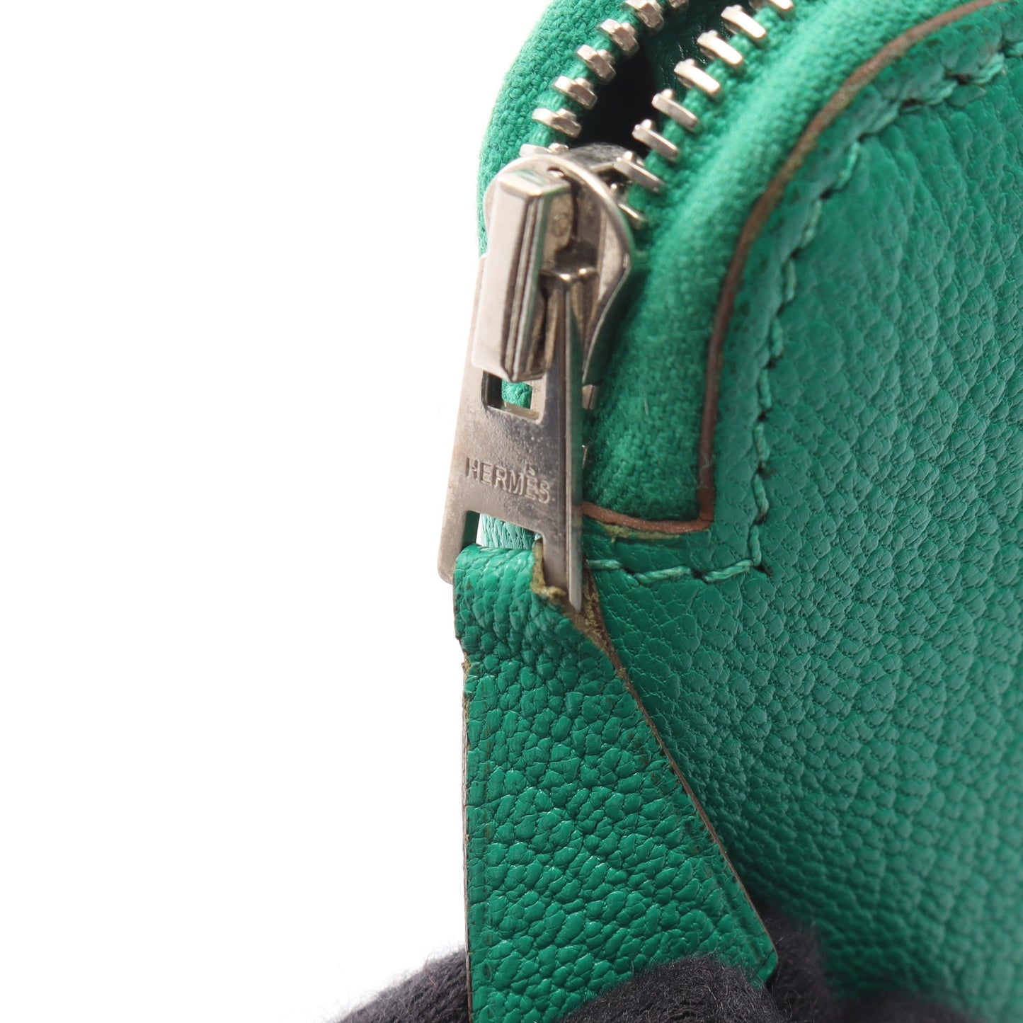 アザップロング ミント ラウンドファスナー長財布 シェーブル グリーン シルバー金具 T刻印 エルメス