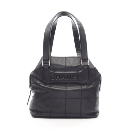 チョコバー トートバッグ ハンドバッグ トートバッグ キャビアスキン ブラック シルバー金具 シャネル バッグ CHANEL