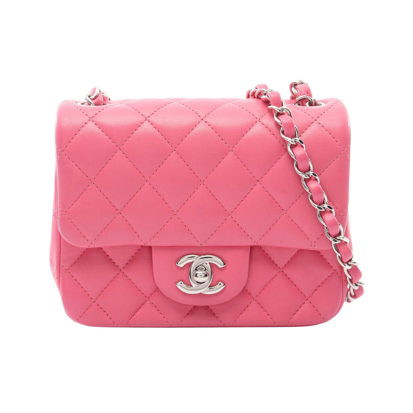 ミニマトラッセ チェーンショルダーバッグ ラムスキン ピンク シルバー金具 シャネル バッグ CHANEL
