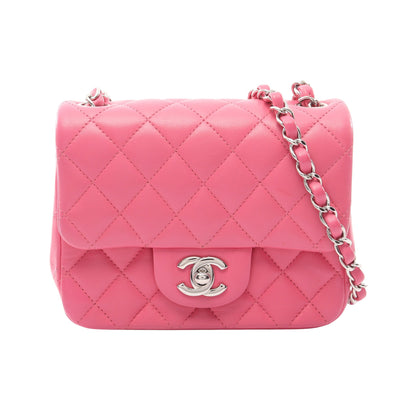 ミニマトラッセ チェーンショルダーバッグ ラムスキン ピンク シルバー金具 シャネル バッグ CHANEL