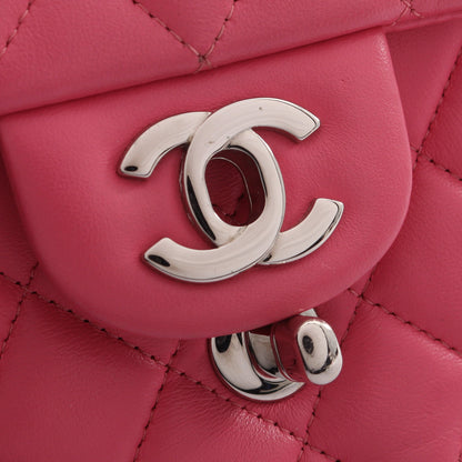 ミニマトラッセ チェーンショルダーバッグ ラムスキン ピンク シルバー金具 シャネル バッグ CHANEL