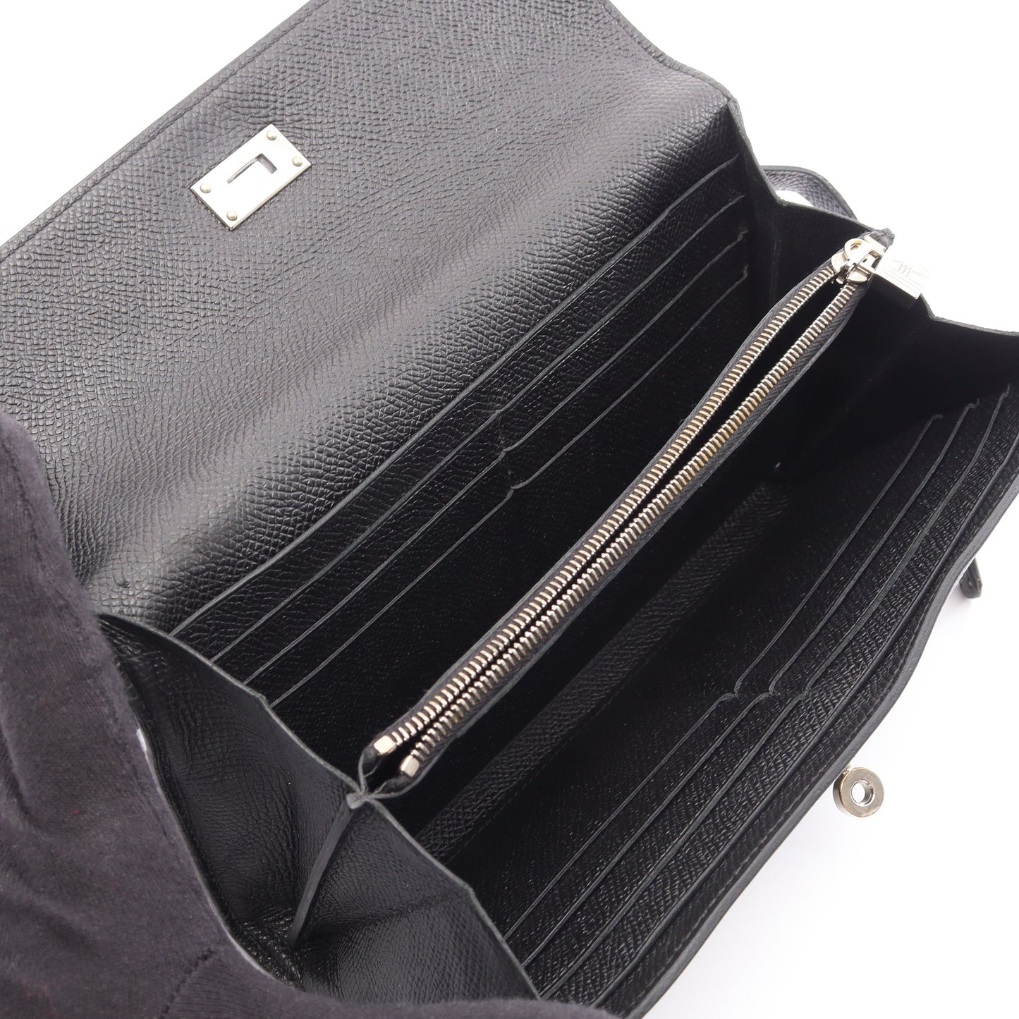 ケリーウォレット ロング 二つ折り財布 ヴォーエプソン ブラック シルバー金具 C刻印 エルメス