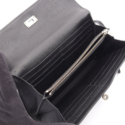 ケリーウォレット ロング 二つ折り財布 ヴォーエプソン ブラック シルバー金具 C刻印 エルメス