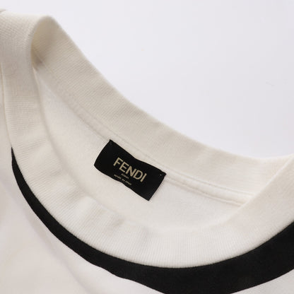 シャドープリント 半袖Tシャツ コットン ホワイト ブラック フェンディ トップス FENDI