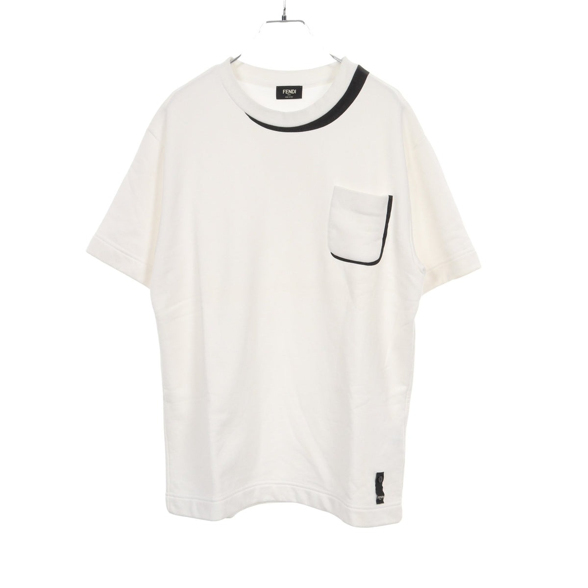 シャドープリント 半袖Tシャツ コットン ホワイト ブラック フェンディ トップス FENDI