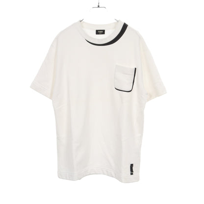 シャドープリント 半袖Tシャツ コットン ホワイト ブラック フェンディ トップス FENDI