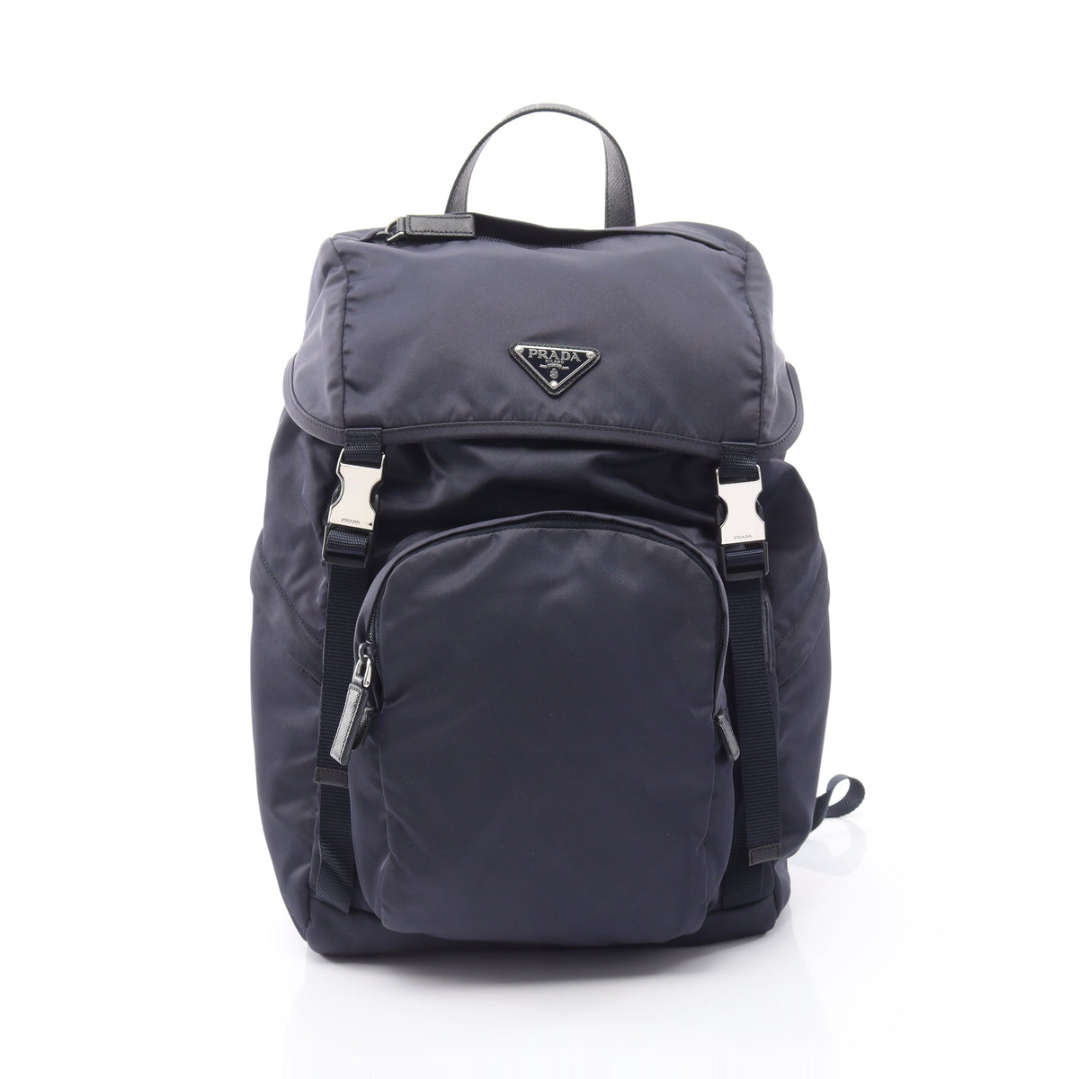 Re-Nylon バックパック リュックサック ナイロン サフィアーノレザー ネイビー プラダ