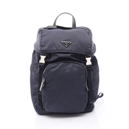 Re-Nylon バックパック リュックサック ナイロン サフィアーノレザー ネイビー プラダ