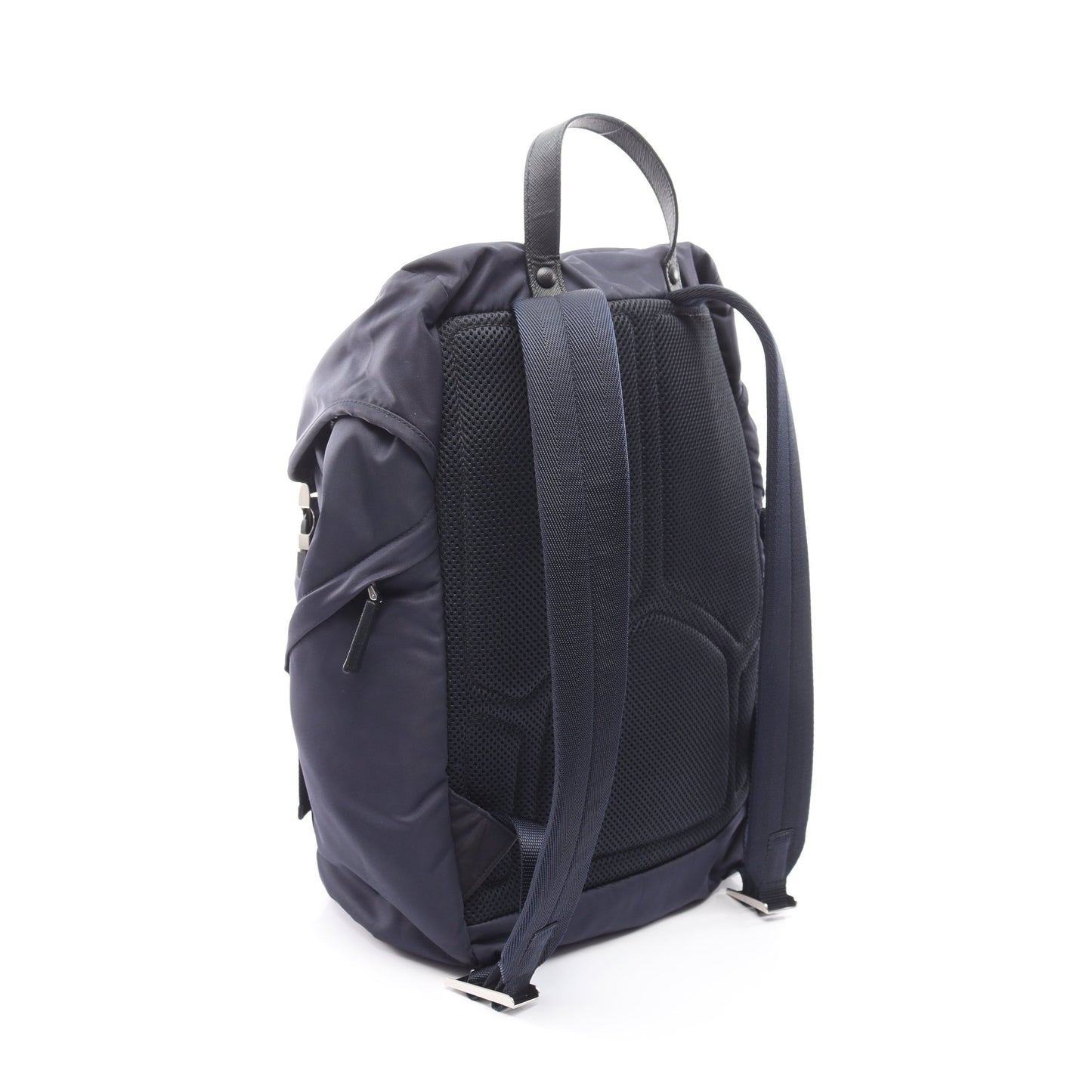 Re-Nylon バックパック リュックサック ナイロン サフィアーノレザー ネイビー プラダ