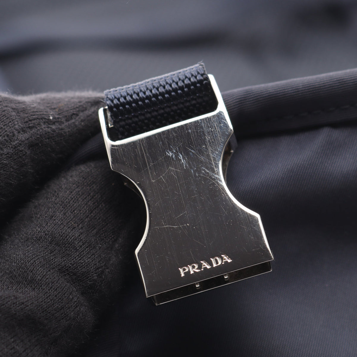 Re-Nylon バックパック リュックサック ナイロン サフィアーノレザー ネイビー プラダ