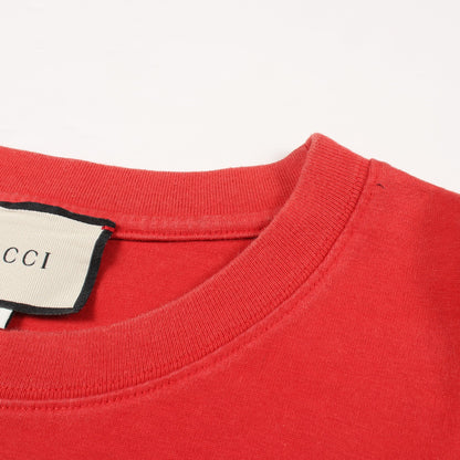 ロゴ Tシャツ カットソー 半袖Tシャツ コットン レッド ホワイト グッチ