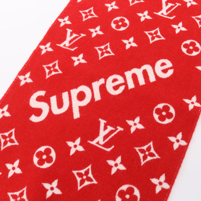LOUIS VUITTON × Supreme モノグラム マフラー ウール カシミヤ レッド ベージュ ルイヴィトン