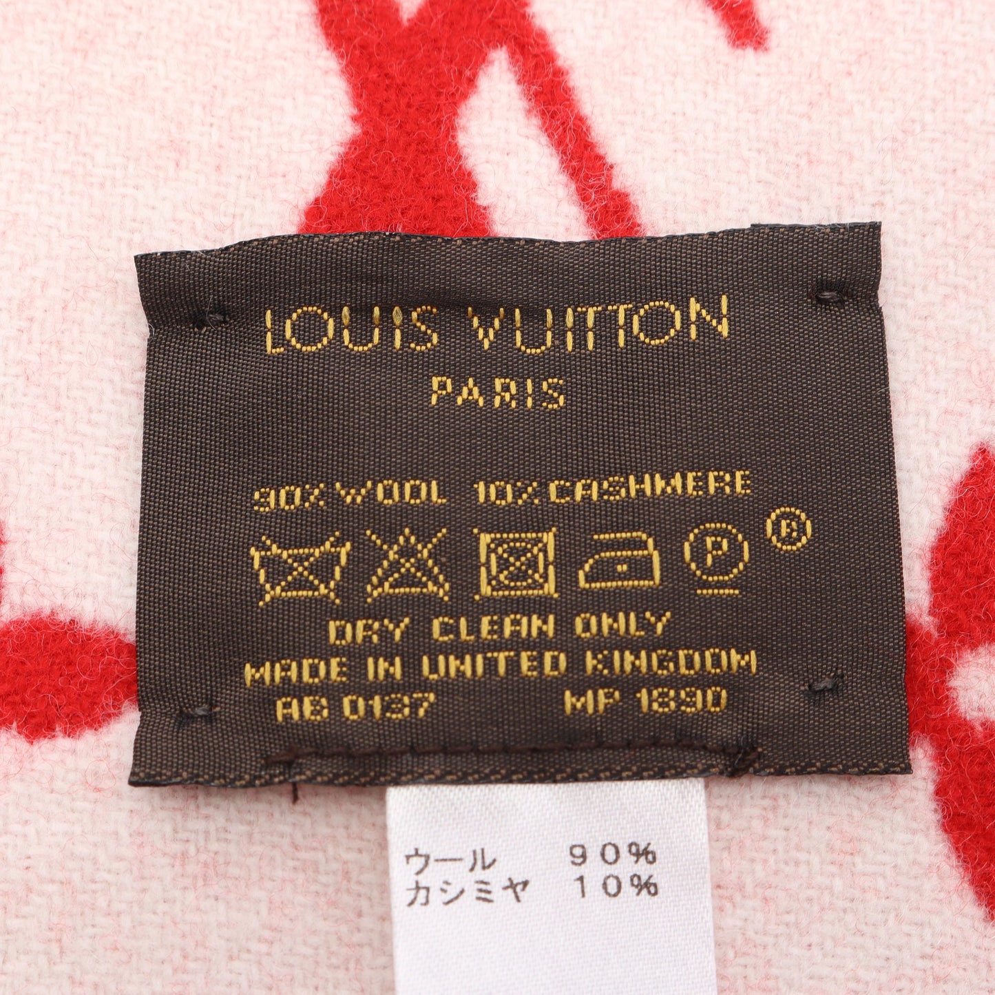 LOUIS VUITTON × Supreme モノグラム マフラー ウール カシミヤ レッド ベージュ ルイヴィトン