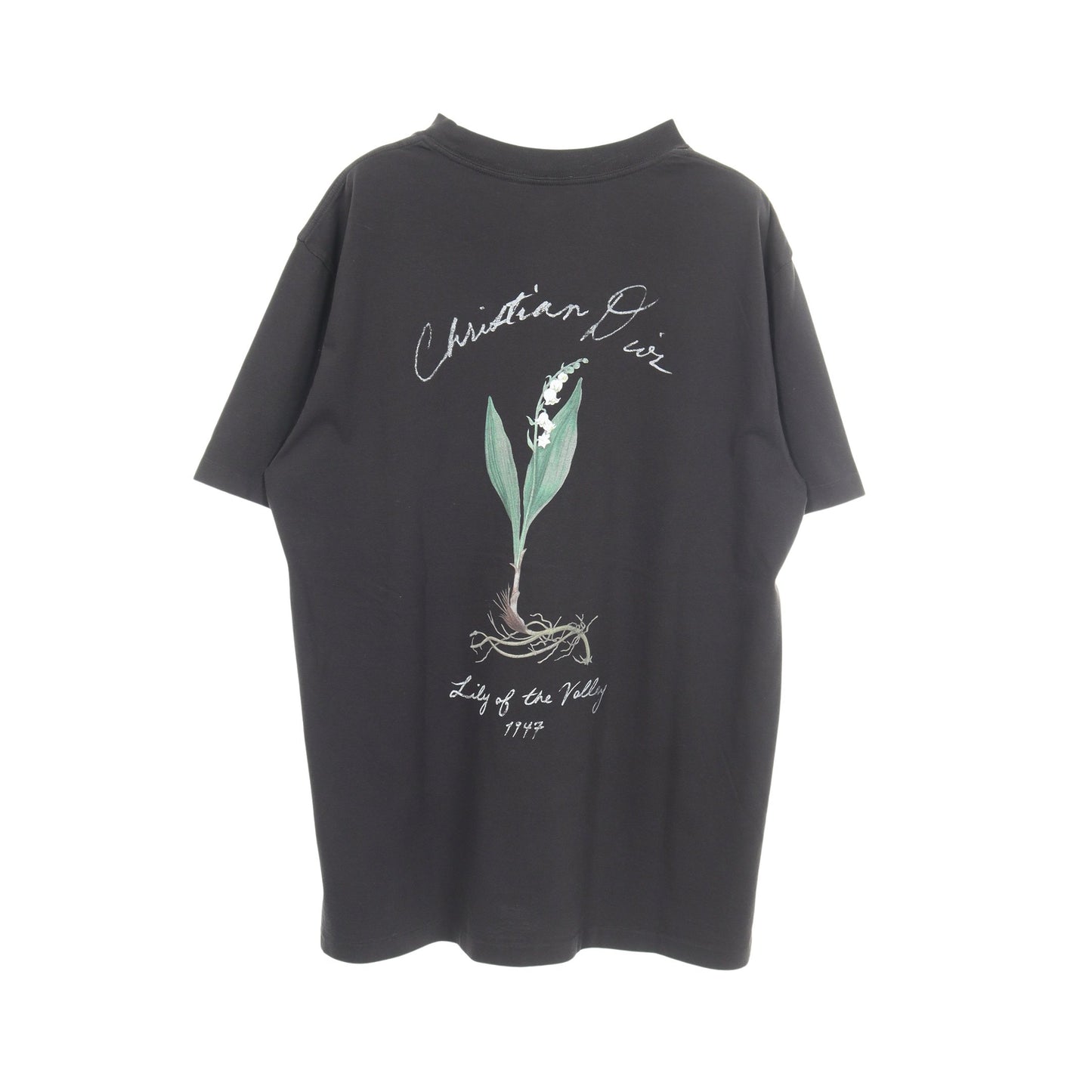 スズラン バックプリント 半袖Tシャツ コットン ブラック ディオール トップス DIOR