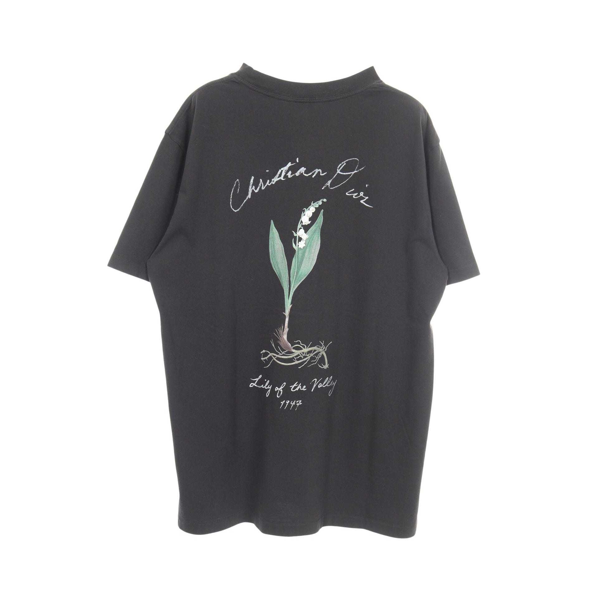 スズラン バックプリント 半袖Tシャツ コットン ブラック ディオール トップス DIOR