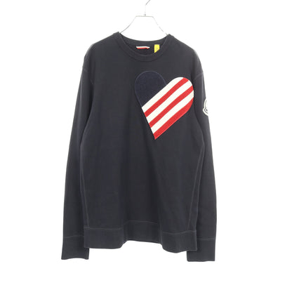 MONCLER GENIUS 2 1952 ビッグハートワッペン プルオーバーパーカー コットン ネイビー モンクレール