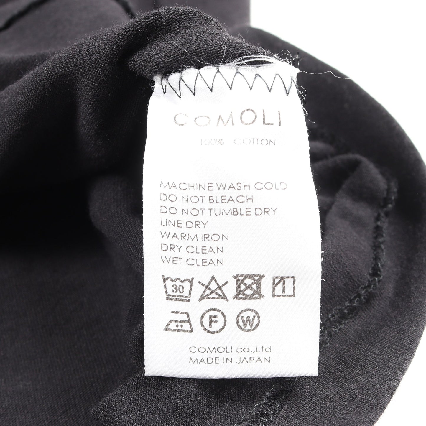 クルーネック 半袖Tシャツ コットン ブラック コモリ トップス COMOLI