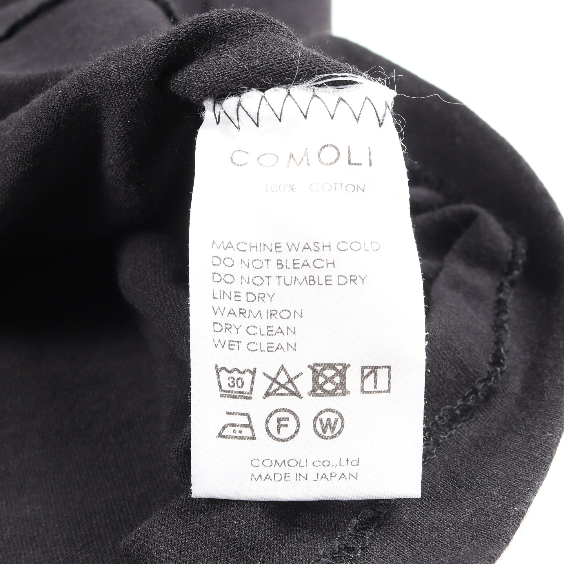 クルーネック 半袖Tシャツ コットン ブラック コモリ トップス COMOLI