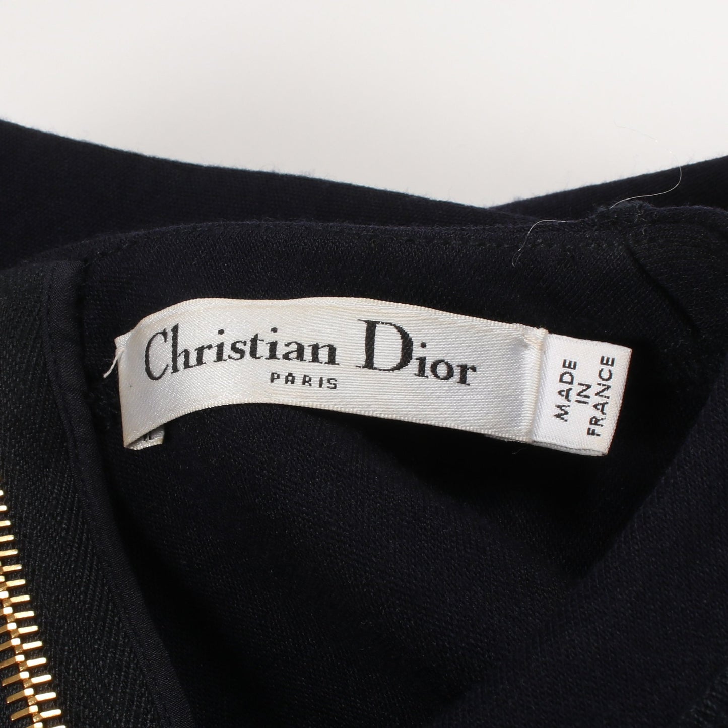 ノースリーブ ビーズワッペン ワンピース ウール ダークネイビー クリスチャンディオール