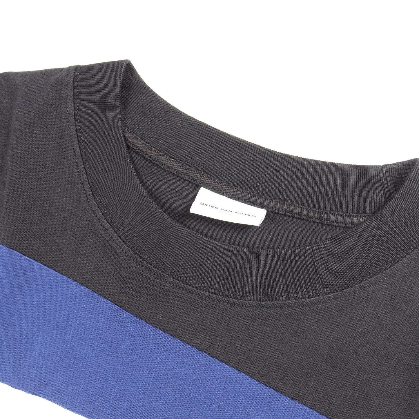 切替 クルーネック 半袖Tシャツ コットン ブラック マルチカラー ドリスヴァンノッテン トップス DRIES VAN NOTEN