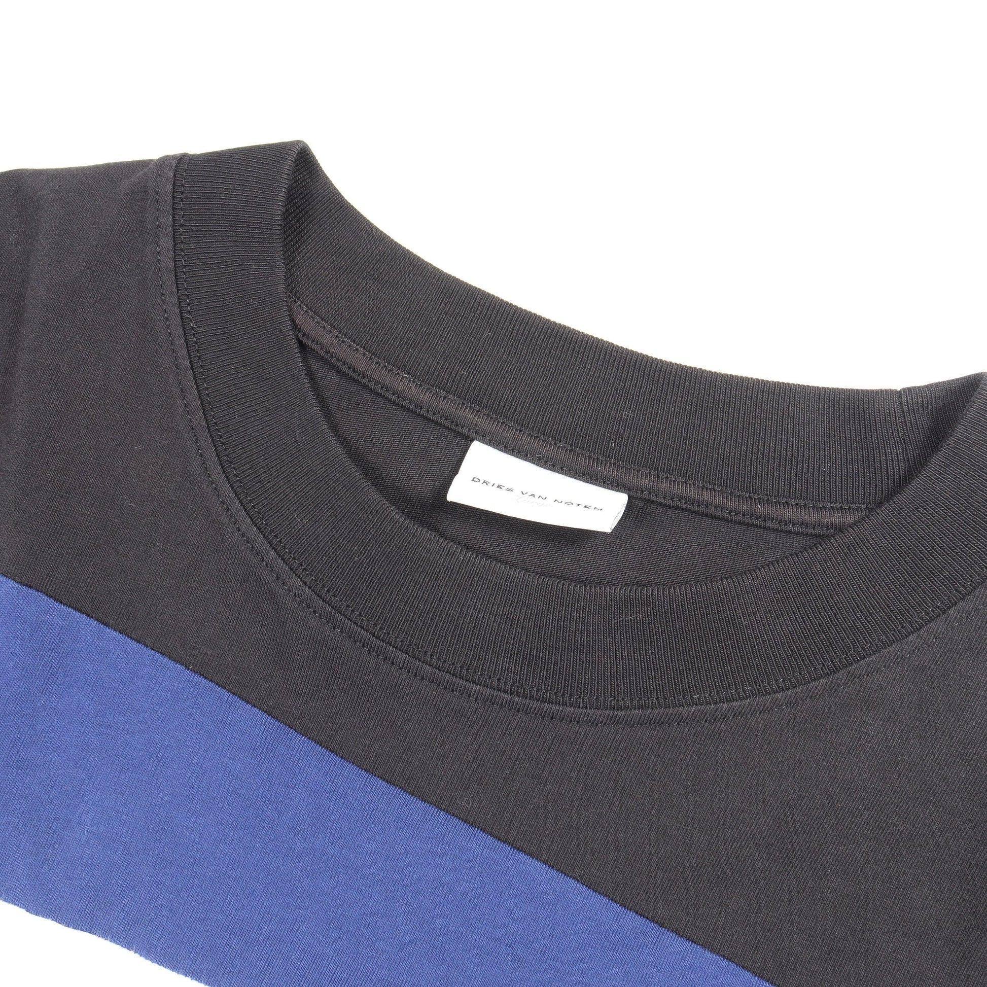 切替 クルーネック 半袖Tシャツ コットン ブラック マルチカラー ドリスヴァンノッテン トップス DRIES VAN NOTEN