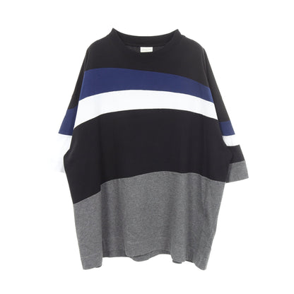 切替 クルーネック 半袖Tシャツ コットン ブラック マルチカラー ドリスヴァンノッテン トップス DRIES VAN NOTEN