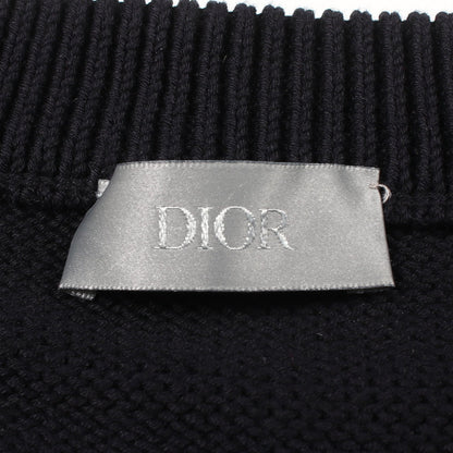 オブリーク 長袖 ニット コットン シルク ダークネイビー オフホワイト クリスチャンディオール