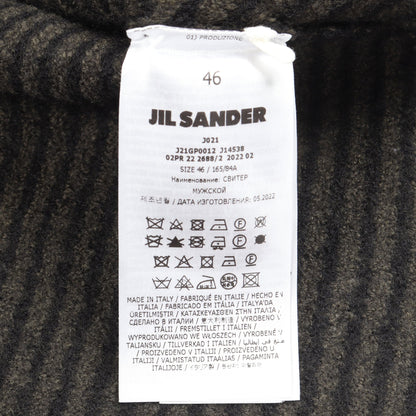 ストライプ ロング カーディガン ウール ダークグリーン ブラック ジルサンダー トップス JIL SANDER