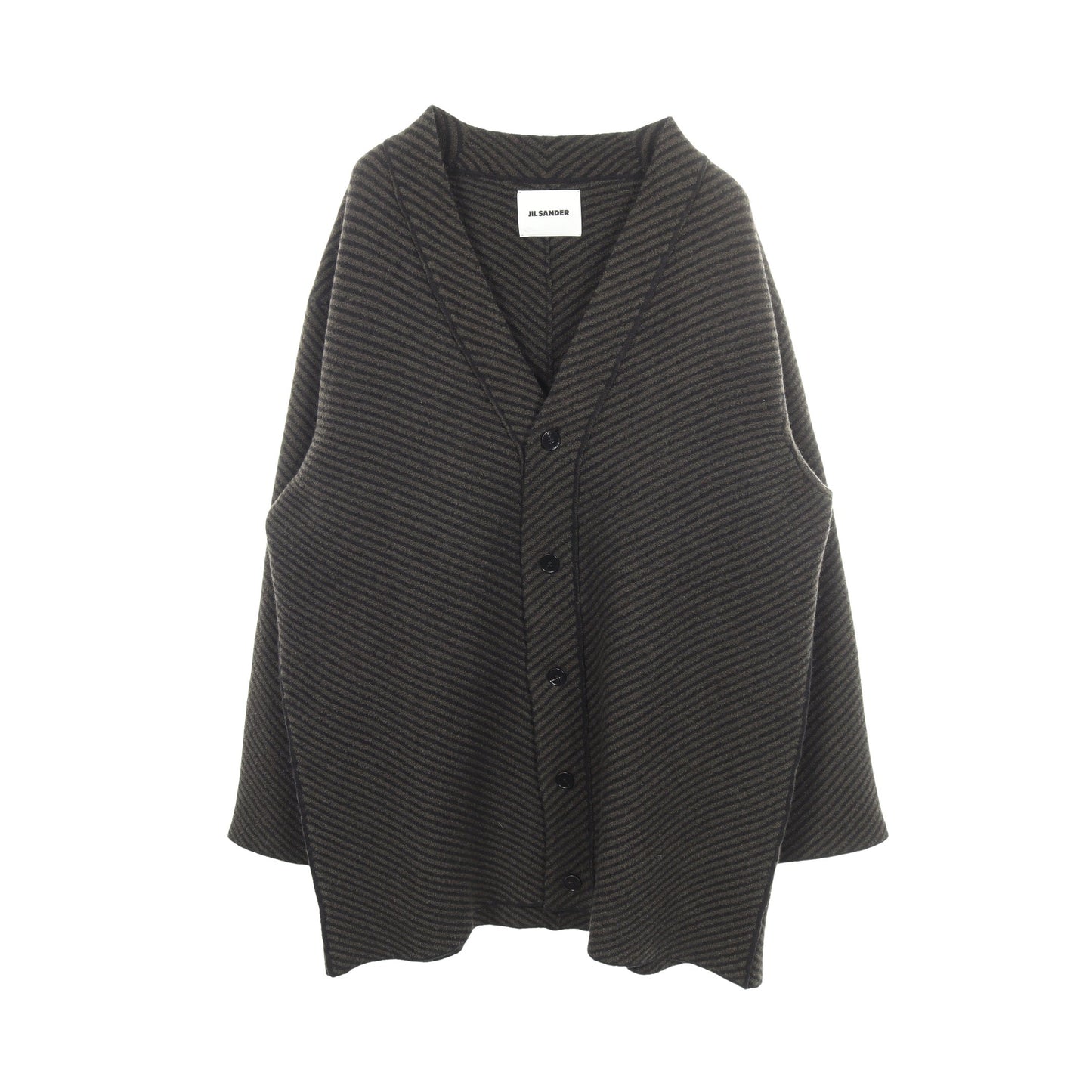 ストライプ ロング カーディガン ウール ダークグリーン ブラック ジルサンダー トップス JIL SANDER