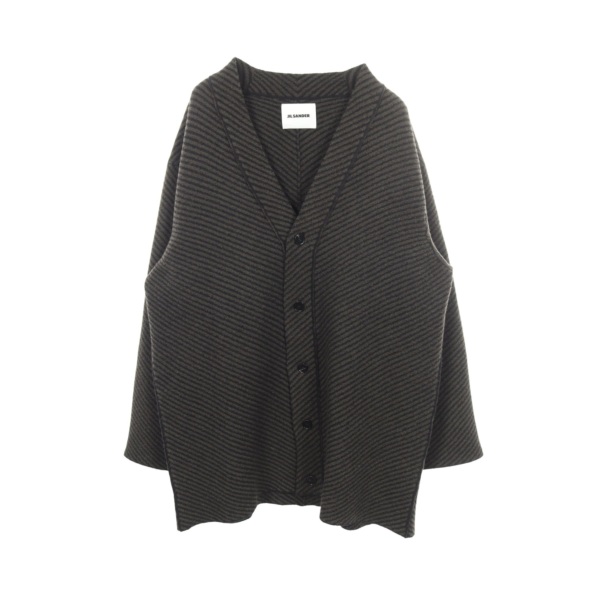 ストライプ ロング カーディガン ウール ダークグリーン ブラック ジルサンダー トップス JIL SANDER