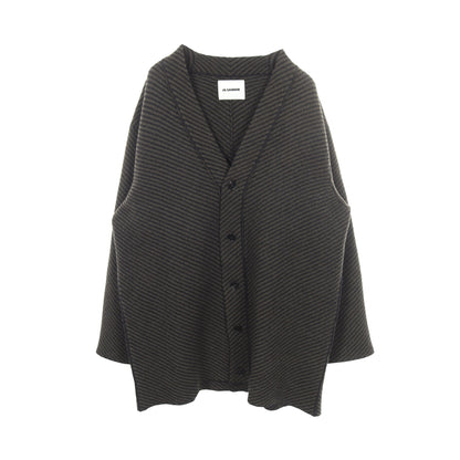 ストライプ ロング カーディガン ウール ダークグリーン ブラック ジルサンダー トップス JIL SANDER