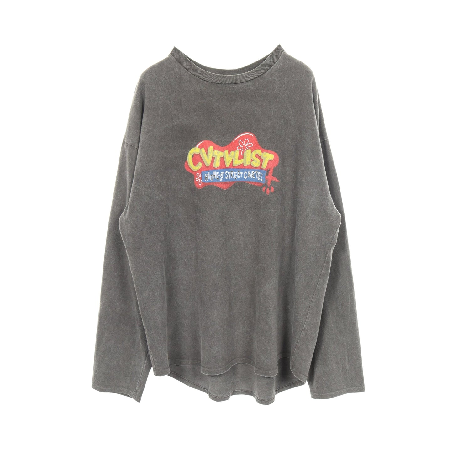 ヴィンテージ加工 バックプリント 長袖Tシャツ コットン グレー カタリスト トップス CVTVLIST
