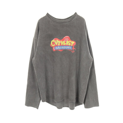 ヴィンテージ加工 バックプリント 長袖Tシャツ コットン グレー カタリスト トップス CVTVLIST