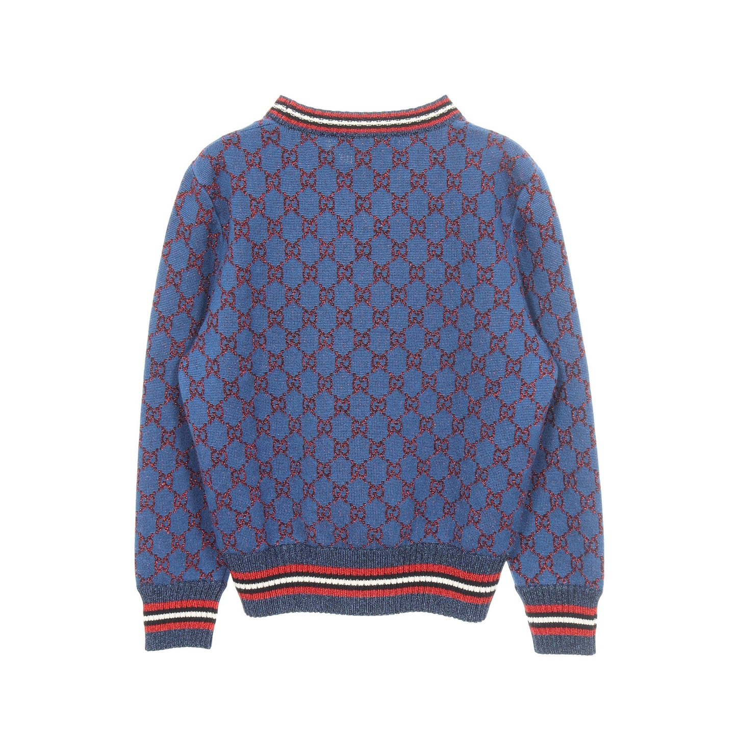GG柄 ラメ ニット ウール シルク カシミヤ ブルー レッド グッチ トップス GUCCI