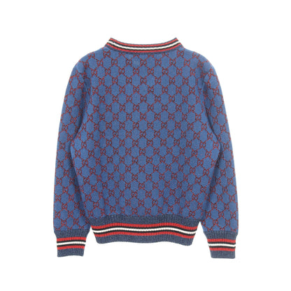 GG柄 ラメ ニット ウール シルク カシミヤ ブルー レッド グッチ トップス GUCCI