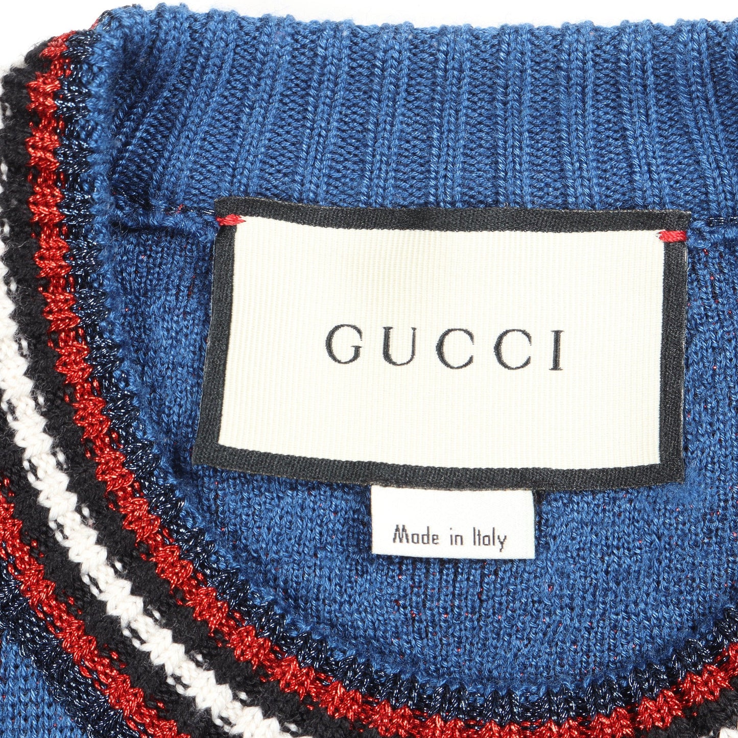 GG柄 ラメ ニット ウール シルク カシミヤ ブルー レッド グッチ トップス GUCCI