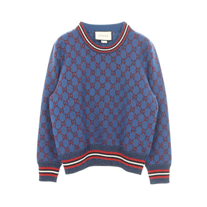 GG柄 ラメ ニット ウール シルク カシミヤ ブルー レッド グッチ トップス GUCCI