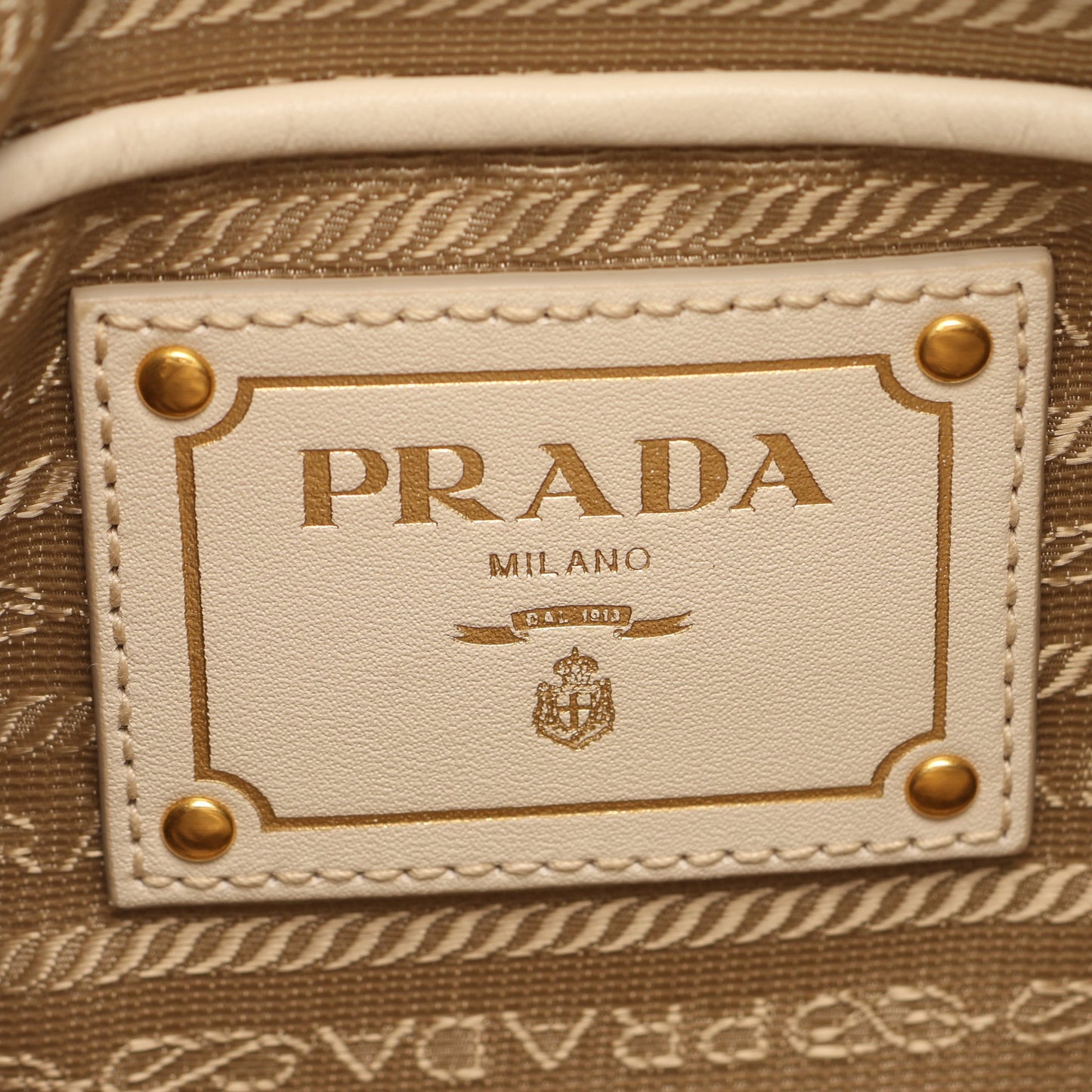 LOGO JACQUARD ロゴジャガード ショルダーバッグ キャンバス レザー ベージュ アイボリー プラダ