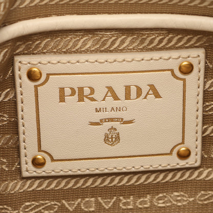 LOGO JACQUARD ロゴジャガード ショルダーバッグ キャンバス レザー ベージュ アイボリー プラダ