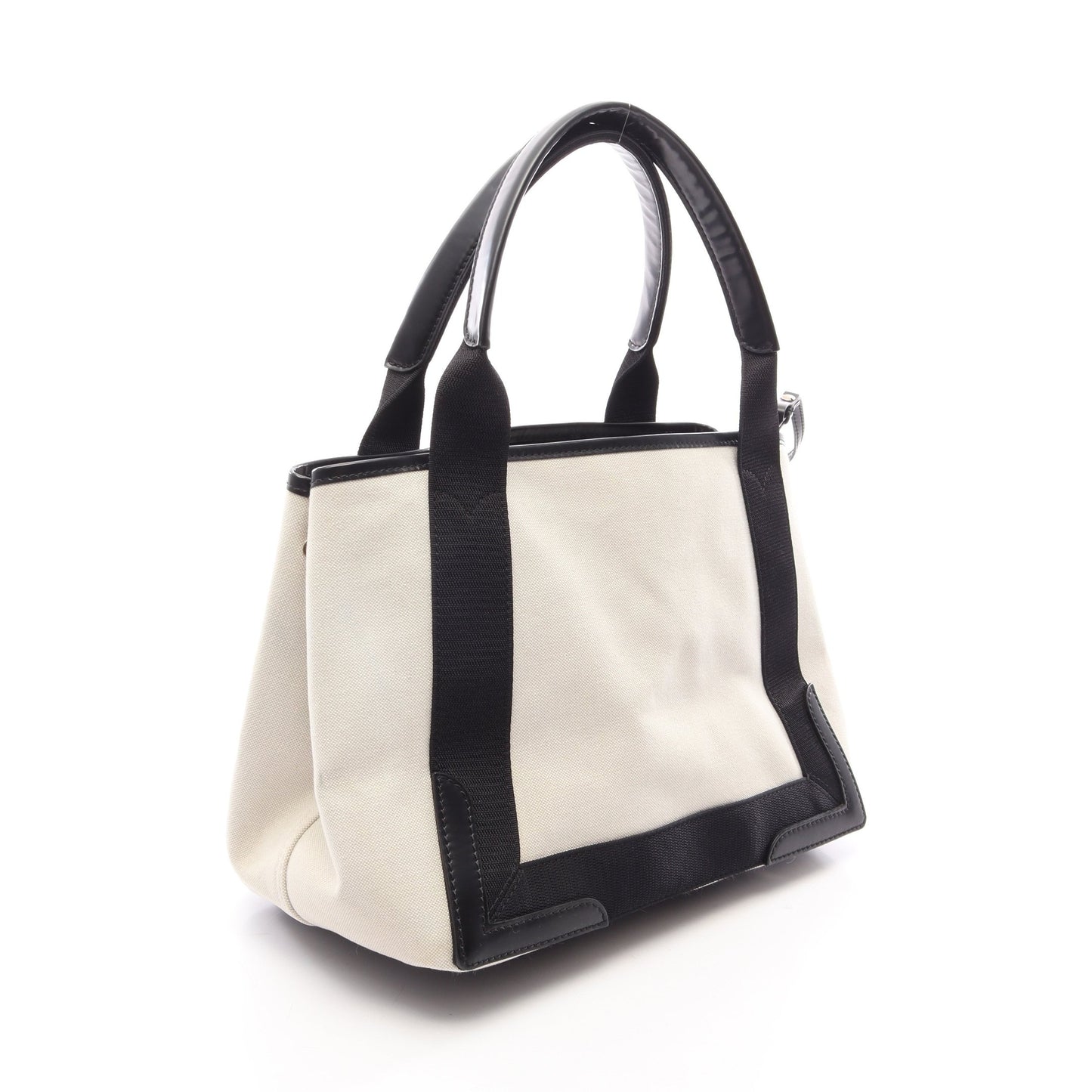 NAVY CABAS S ネイビーカバ ハンドバッグ トートバッグ キャンバス レザー アイボリー ブラック バレンシアガ